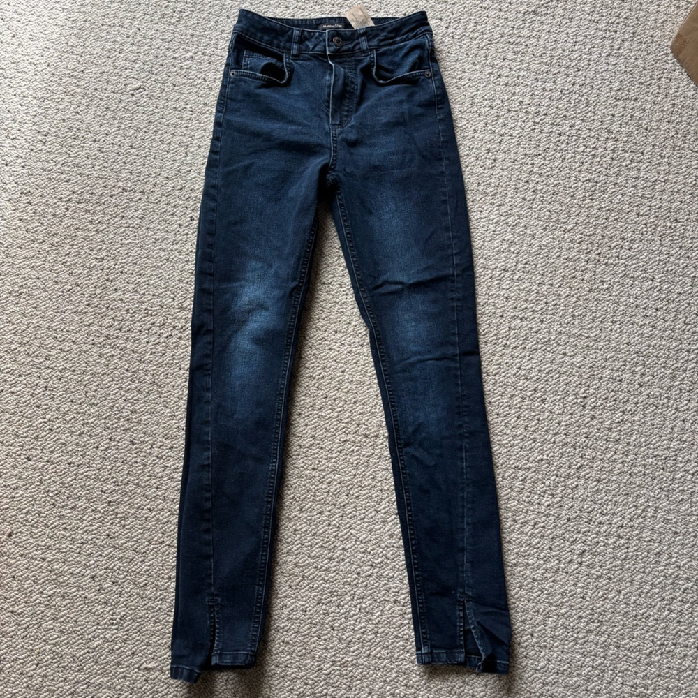 Massimo Dutti Dark Blue Slit Hem Jeans